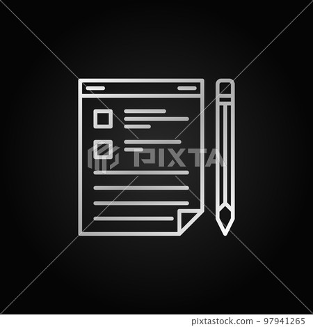 Clipboard with pencil vector silver outline icon or symbol Clipboard with pencil vector silver outline icon or symbol 97941265