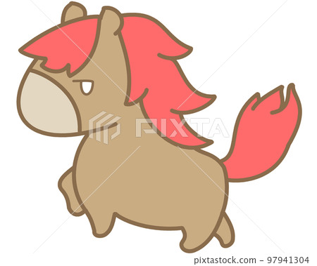 有紅色鬃毛的可愛馬 97941304