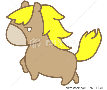 黃色鬃毛的可愛馬 黃色鬃毛的可愛馬 97941306