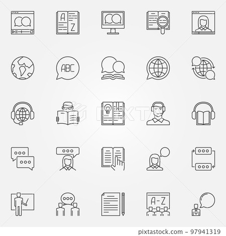 Language learning outline icons Language learning outline icons 97941319