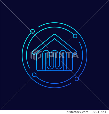 house heating icon, linear vector house heating icon, linear vector 97941441