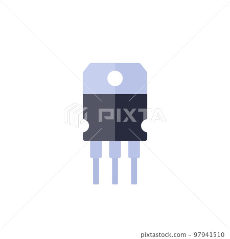 transistor, semiconductor icon, flat vector 97941510