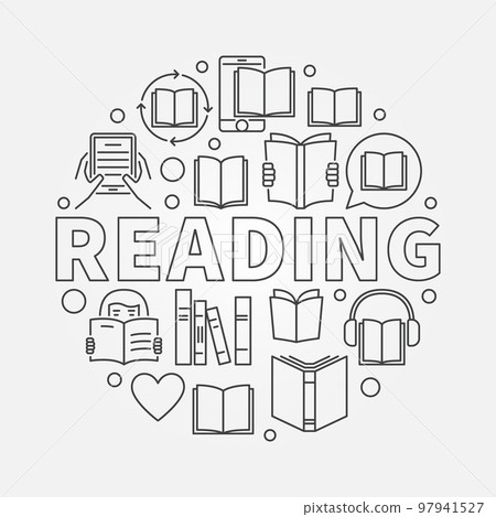Reading round line illustration Reading round line illustration 97941527