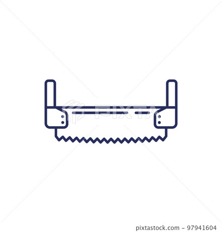 two-man saw line icon on white 97941604