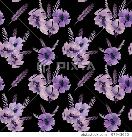 Watercolor purple flowers clipart. Floral clip art. Handmade illustration for greeting cards, wallpaper, stationery, fabric, wedding card. Flower pattern. Watercolor purple flowers clipart. Floral clip art. Handmade illustration for greeting cards, wallpaper, stationery, fabric, wedding card. Flower pattern. 97943630