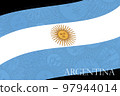 Drawing of the Argentina flag, space for text or images. 97944014