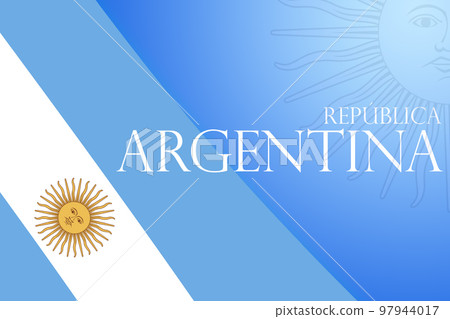 Drawing of the Argentina flag, space for text or images. 97944017