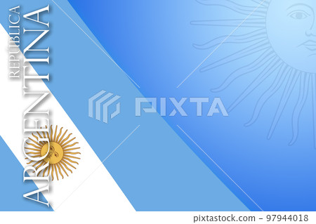 Drawing of the Argentina flag, space for text or images. 97944018