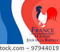 happy bastille day 14 juillet celebration. Poster with copy text 97944019