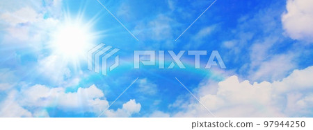 Rainbow in the sky and shining sun 97944250