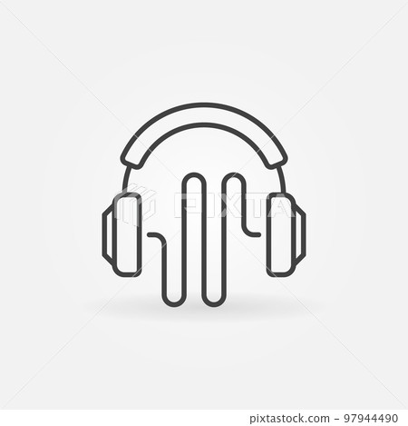 Vector minimal headphones with sound wave icon in line style Vector minimal headphones with sound wave icon in line style 97944490