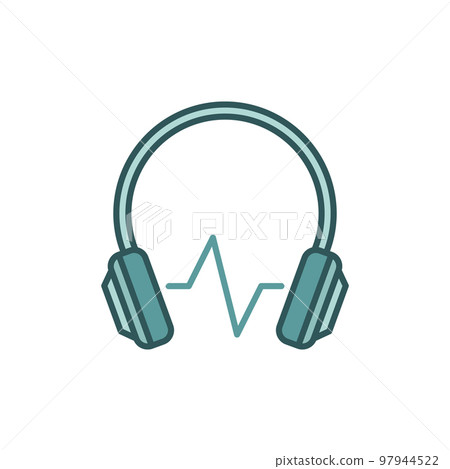 Modern headphones with sound wave vector colored icon Modern headphones with sound wave vector colored icon 97944522