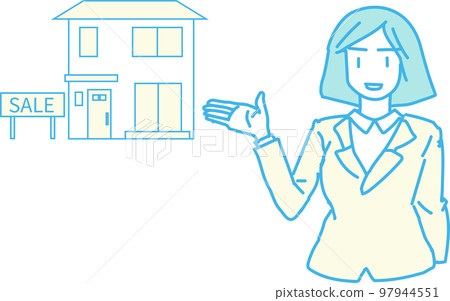Sales woman who guides detached house real estate 97944551