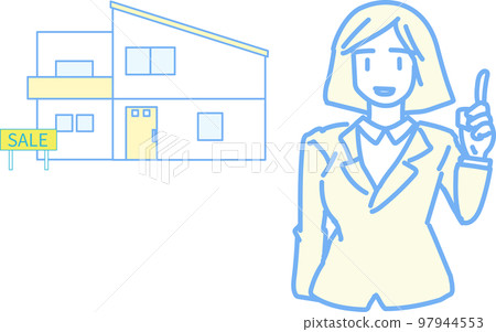 Sales woman who guides detached house real estate Sales woman who guides detached house real estate 97944553