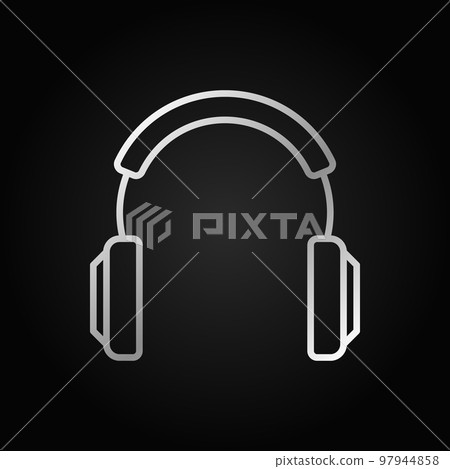 Headphones vector silver modern icon in thin line style 97944858