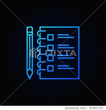 Checklist with pencil blue outline vector icon or logo element 97945101