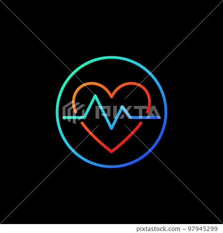 Heartbeat in blue circle vector icon or symbol in line style Heartbeat in blue circle vector icon or symbol in line style 97945299