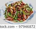 Delicious green pepper steak 97946872
