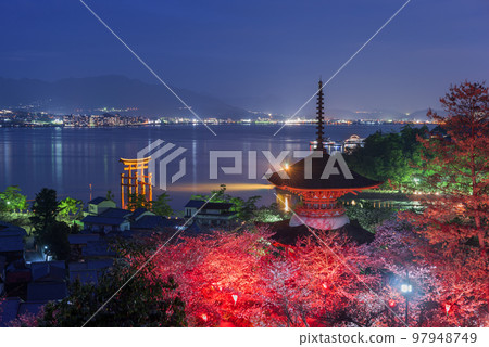 Miyajima Island, Hiroshima, Japan in Spring 97948749