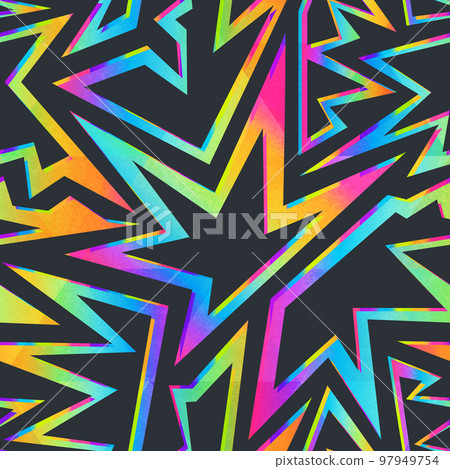 Colored stars geometric seamless pattern. Colored stars geometric seamless pattern. 97949754