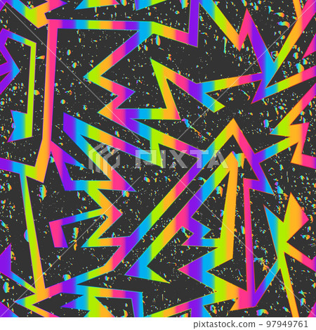 Graffiti geometric seamless pattern with grunge effect. Graffiti geometric seamless pattern with grunge effect. 97949761