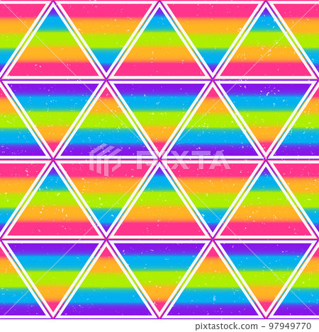 Rainbow triangle seamless pattern with grunge effect. Rainbow triangle seamless pattern with grunge effect. 97949770