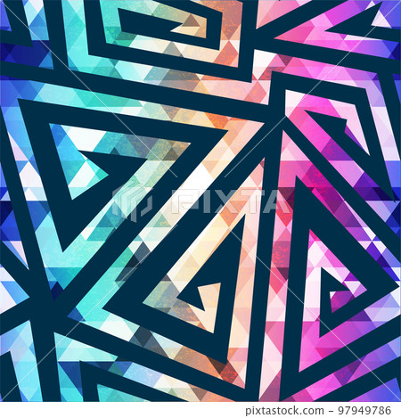 Bright maze geometric seamless pattern. Bright maze geometric seamless pattern. 97949786