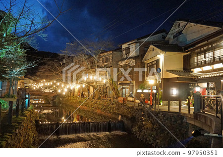 Illuminated winter Kinosaki hot spring town, Toyooka, Hyogo prefecture, Japan 97950351