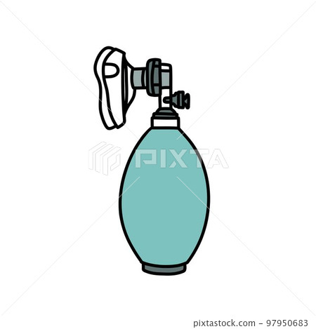 bag valve mask doodle icon, vector color line illustration bag valve mask doodle icon, vector color line illustration 97950683