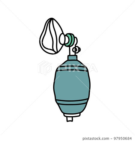 bag valve mask doodle icon, vector color line illustration 97950684
