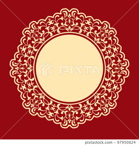 Decorative frame Elegant vector element for design in Eastern style, place for text. Floral golden and red border. Lace illustration for invitations and greeting cards Decorative frame Elegant vector element for design in Eastern style, place for text. Floral golden and red border. Lace illustration for invitations and greeting cards 97950824