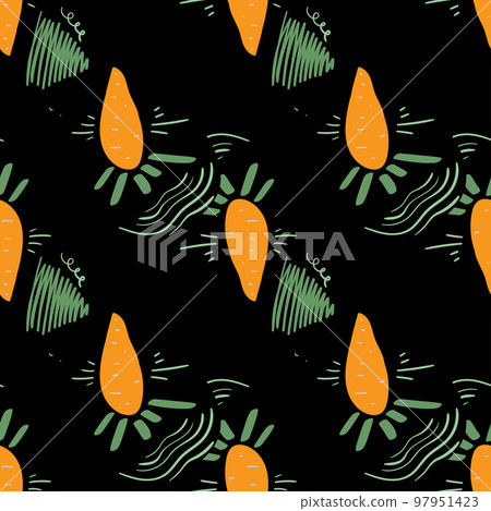 Stylized funny carrot seamless pattern. Decorative background. 97951423