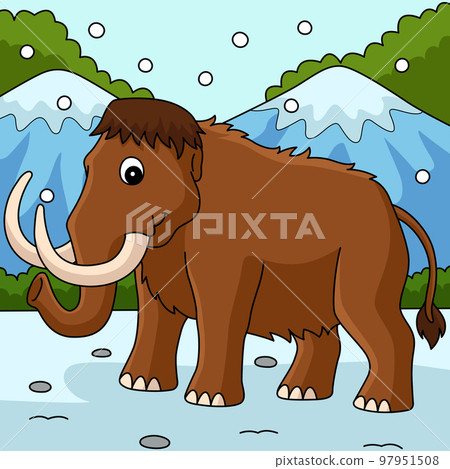 Mammoth Animal Colored Cartoon Illustration 97951508