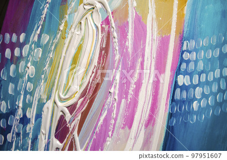 Hand drawn acrylic painting. Abstract art 97951607