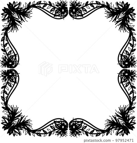 Ornate black frame on white background. 97952471