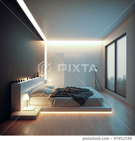 Bedroom Modern Interior Design. Generative AI - Stock Illustration ...