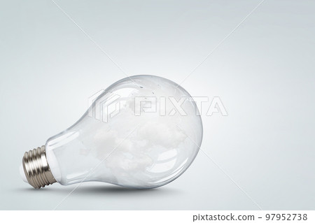 Light bulb on light grey background 97952738