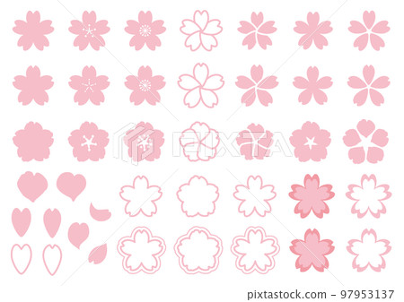 Set of cherry blossom marks of various shapes 97953137