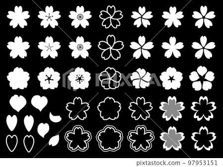 Set of cherry blossom marks of various shapes 97953151