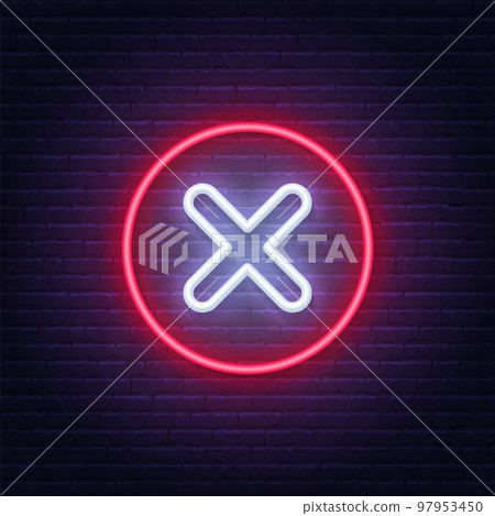 Cancel neon sign on brick wall background. 97953450