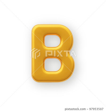 3D Gold uppercase letter B on a white background. 3D Gold uppercase letter B on a white background. 97953587