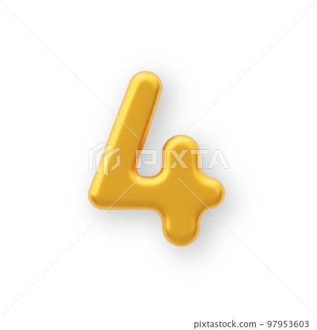 3D Gold number 4 on a white background . 3D Gold number 4 on a white background . 97953603