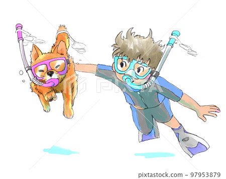 柴犬和浮潛 柴犬和浮潛 97953879