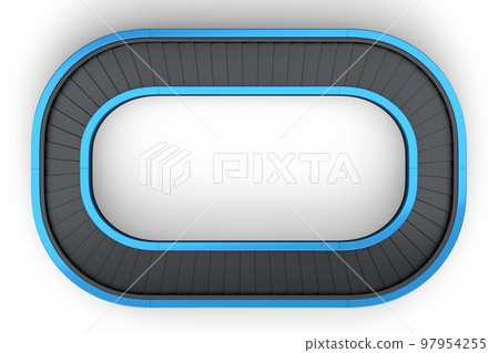 Airport luggage conveyor belt from baggage claim area on white background. Airport luggage conveyor belt from baggage claim area on white background. 97954255