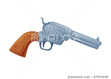 Pistol or Handgun Weapon with Shooting Tube as Wild West Object Vector Illustration Pistol or Handgun Weapon with Shooting Tube as Wild West Object Vector Illustration 97954440
