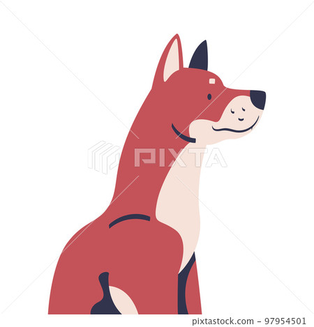 Brown Dog Breed with Pointed Ears Sitting Side View Vector Illustration 97954501