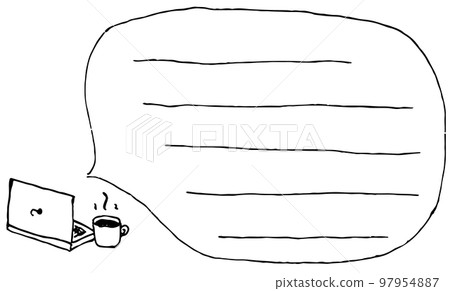 laptop and coffee message card 97954887
