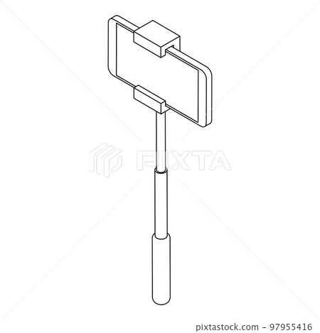 Selfie stick straight line drawing Selfie stick straight line drawing 97955416