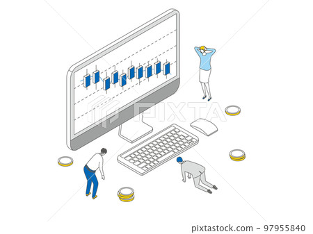 Isometric_Simple_People who are sad because the stock price is falling 97955840