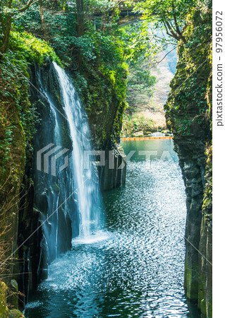Takachiho Gorge waterfall and water flow 97956072